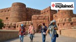Visitors at the Agra Fort on a hot summer day on Thursday, May 16, 2024.